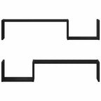 Estante de pared con estante 2 pcs Roble Negro 100 x 15 x 20 cm