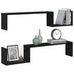 Estante de pared con estante 2 pcs Roble Negro 100 x 15 x 20 cm