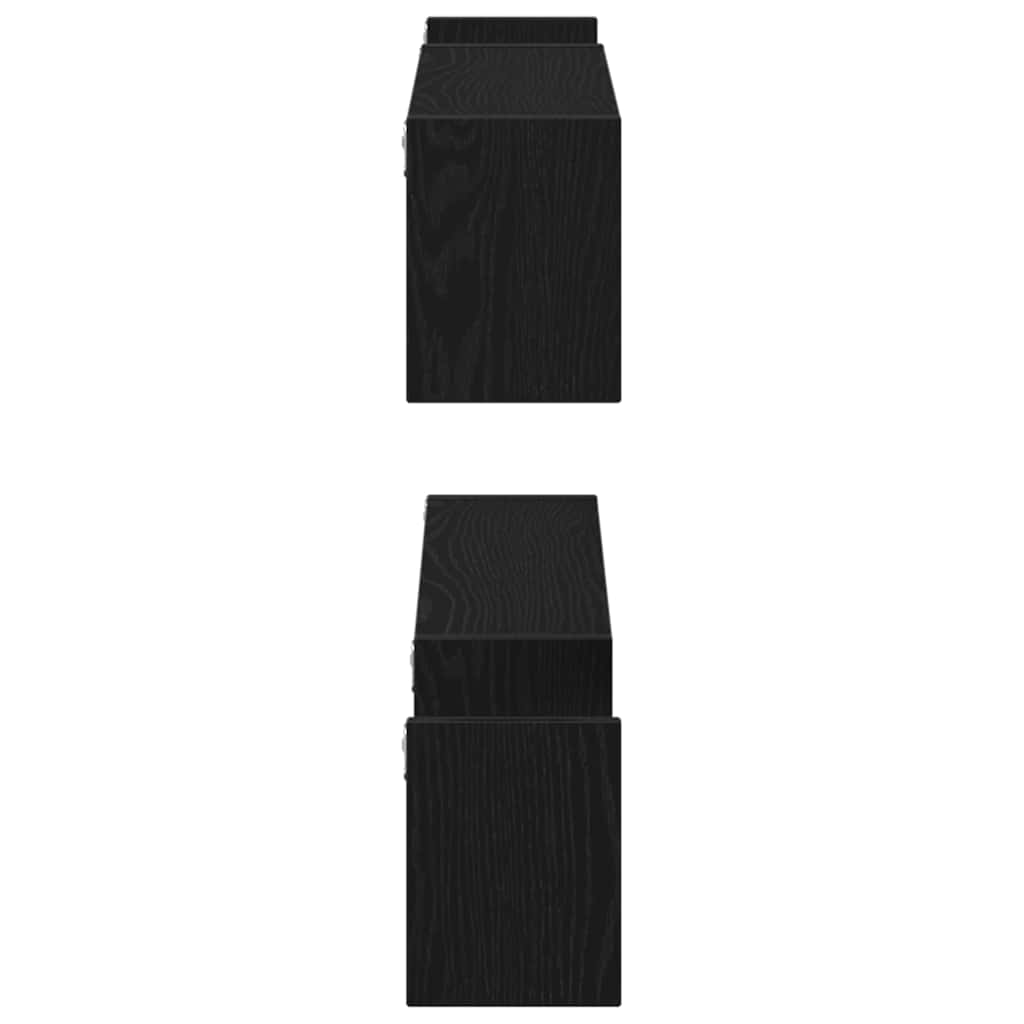 Estante de pared con estante 2 pcs Roble Negro 100 x 15 x 20 cm