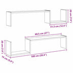 Estante de pared con estante 2 pcs Roble Negro 100 x 15 x 20 cm