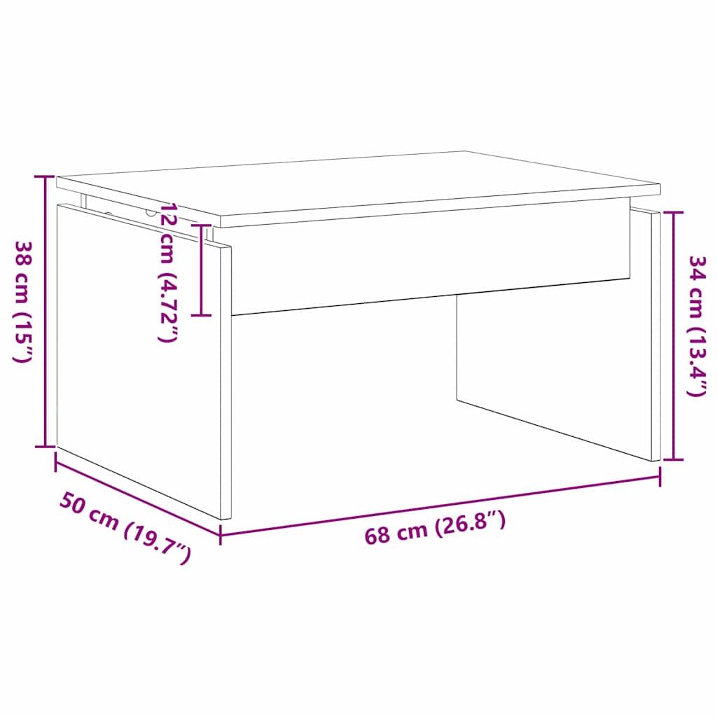 Mesa de Café Roble Negro 68 x 50 x 38 cm Madera de ingeniería