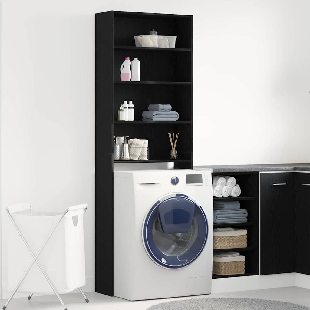 Armario para lavadora Roble Negro 64 x 24 x 190 cm