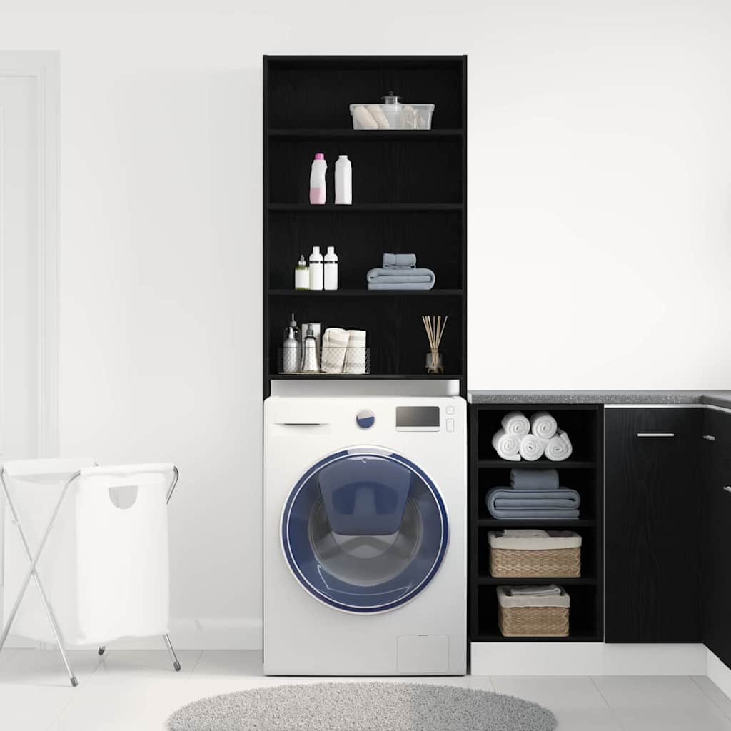 Armario para lavadora Roble Negro 64 x 24 x 190 cm