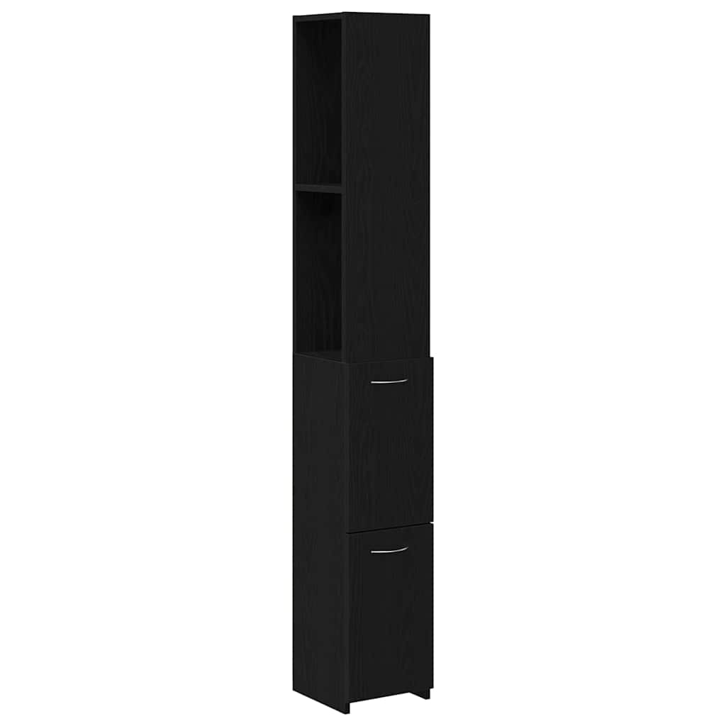 Gabinete de Baño con cajón Roble Negro 25 x 25 x 170 cm