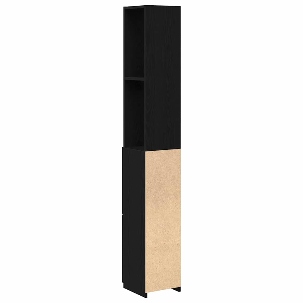 Gabinete de Baño con cajón Roble Negro 25 x 25 x 170 cm