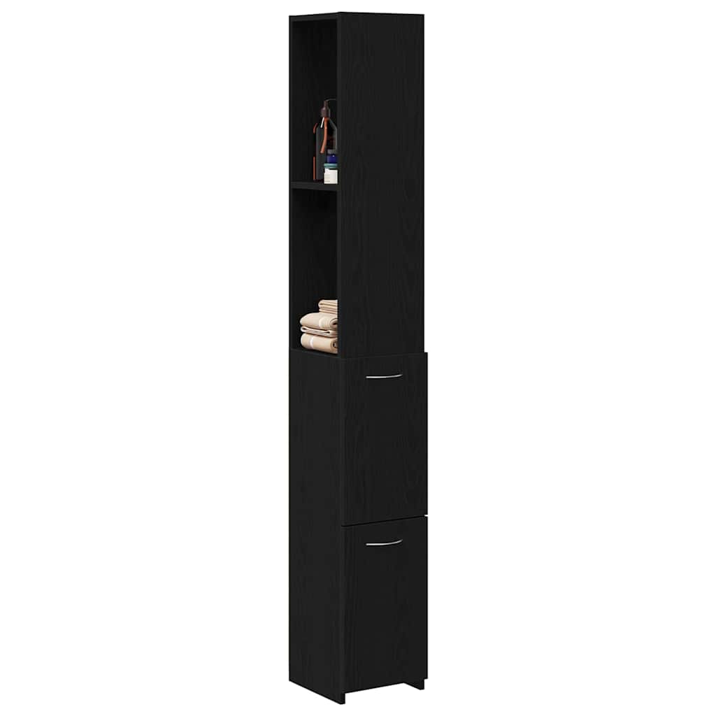 Gabinete de Baño con cajón Roble Negro 25 x 25 x 170 cm