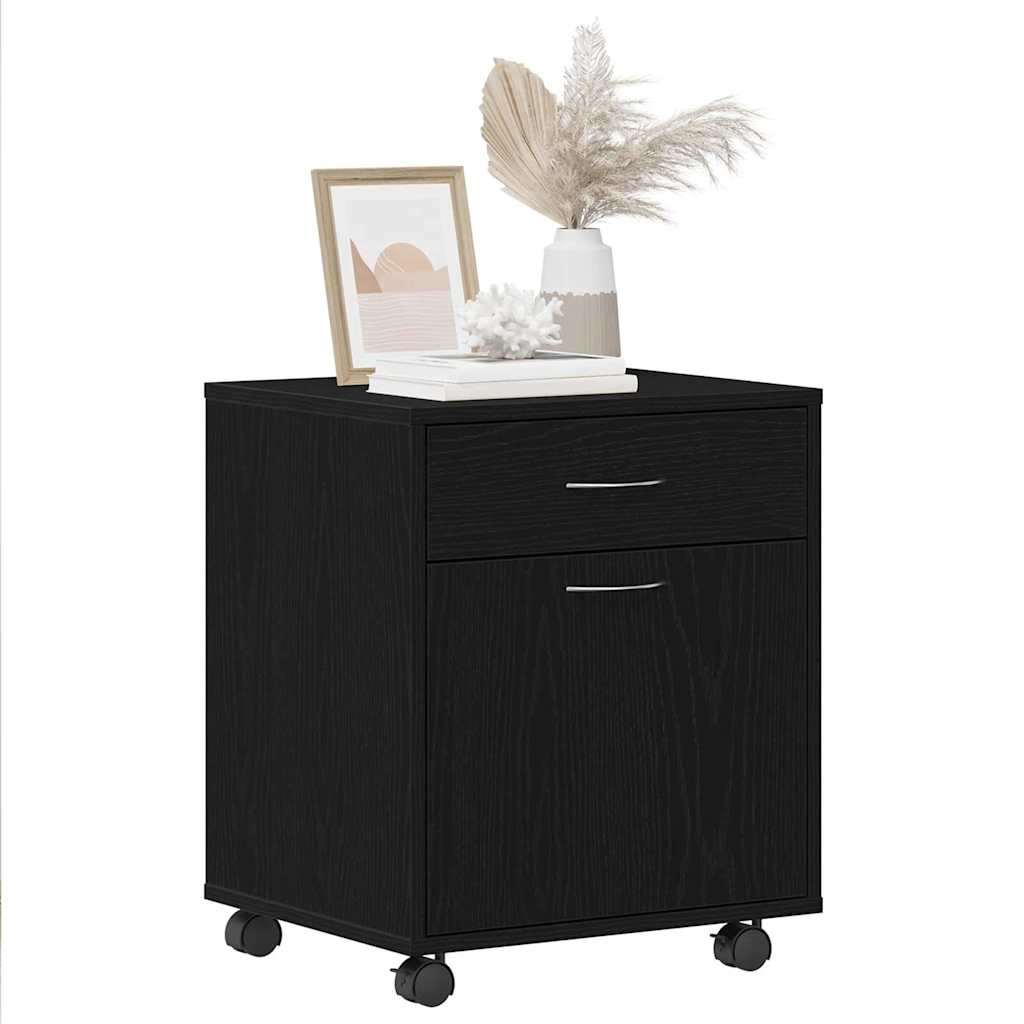 Gabinete rodante con rueda Roble Negro 45 x 38 x 54 cm