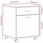 Gabinete rodante con rueda Roble Negro 45 x 38 x 54 cm