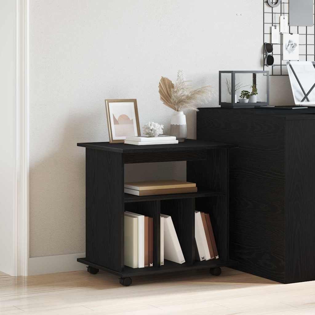 Gabinete rodante con rueda Roble Negro 60 x 45 x 55 cm