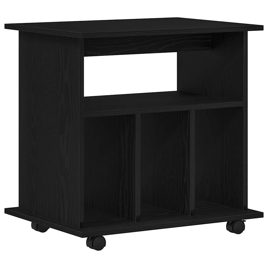Gabinete rodante con rueda Roble Negro 60 x 45 x 55 cm