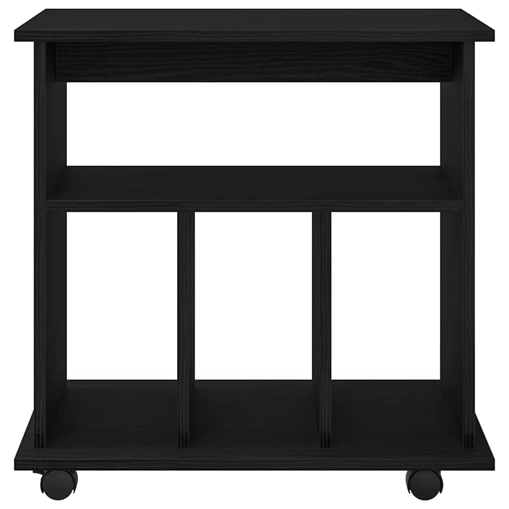 Gabinete rodante con rueda Roble Negro 60 x 45 x 55 cm