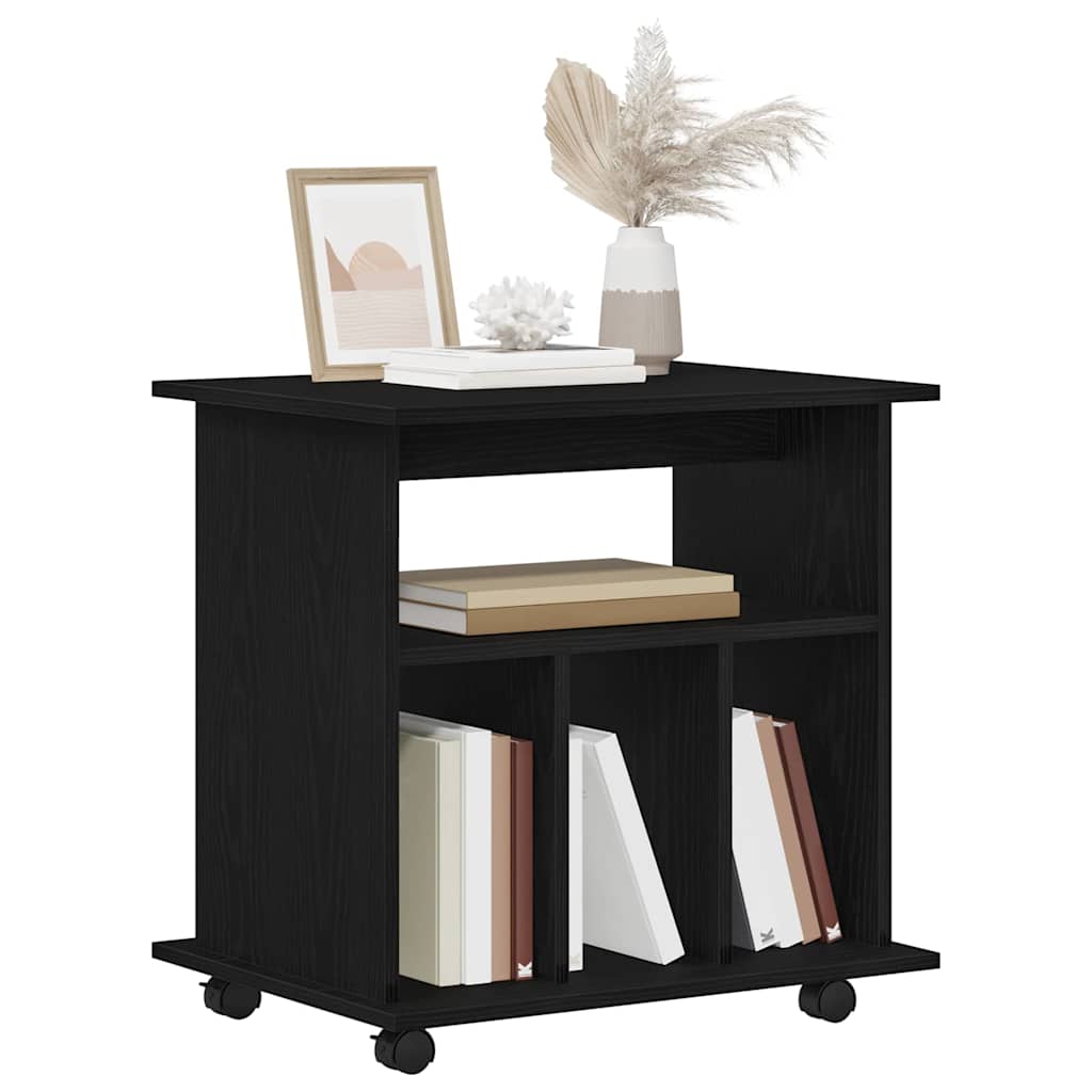Gabinete rodante con rueda Roble Negro 60 x 45 x 55 cm