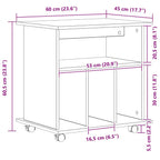 Gabinete rodante con rueda Roble Negro 60 x 45 x 55 cm
