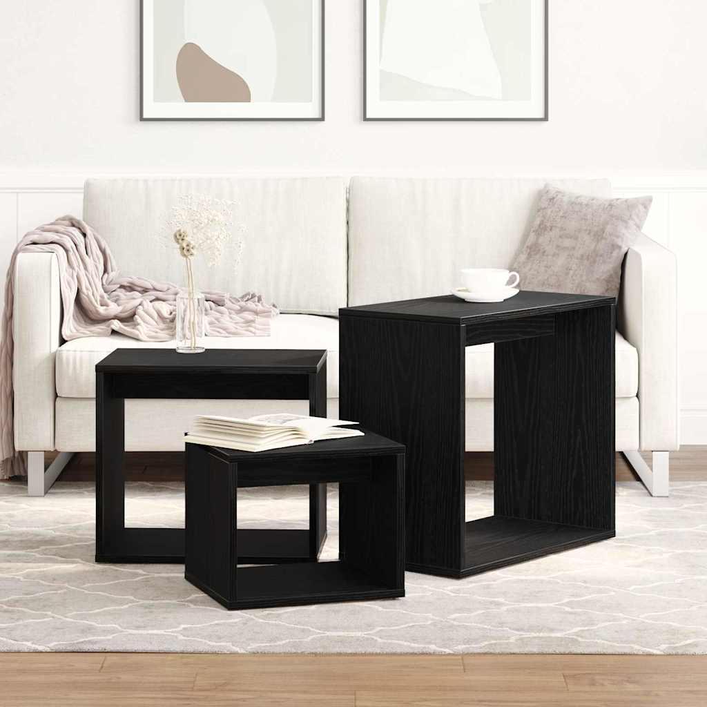 Mesa Nido 3 pcs Roble Negro Madera de ingeniería