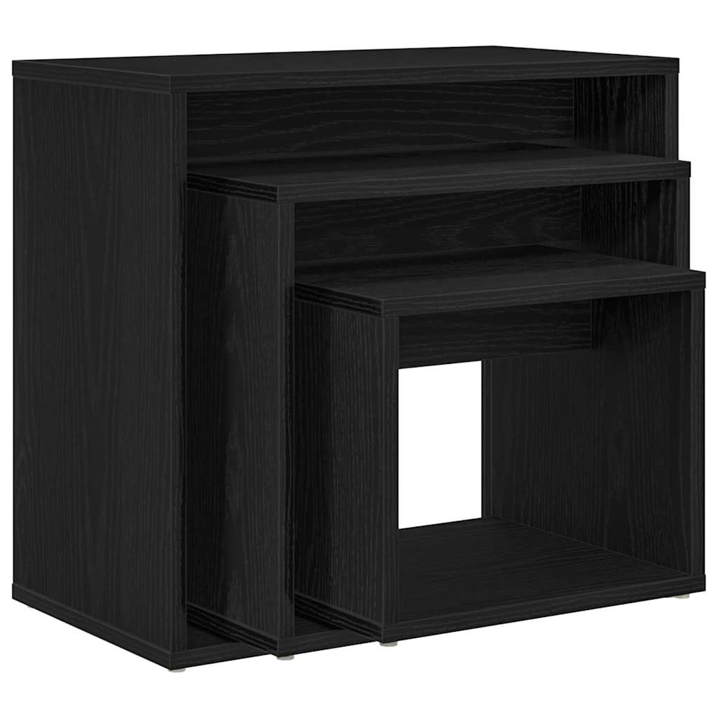 Mesa Nido 3 pcs Roble Negro Madera de ingeniería