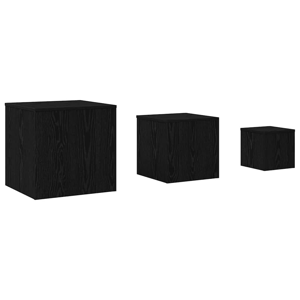 Mesa Nido 3 pcs Roble Negro Madera de ingeniería