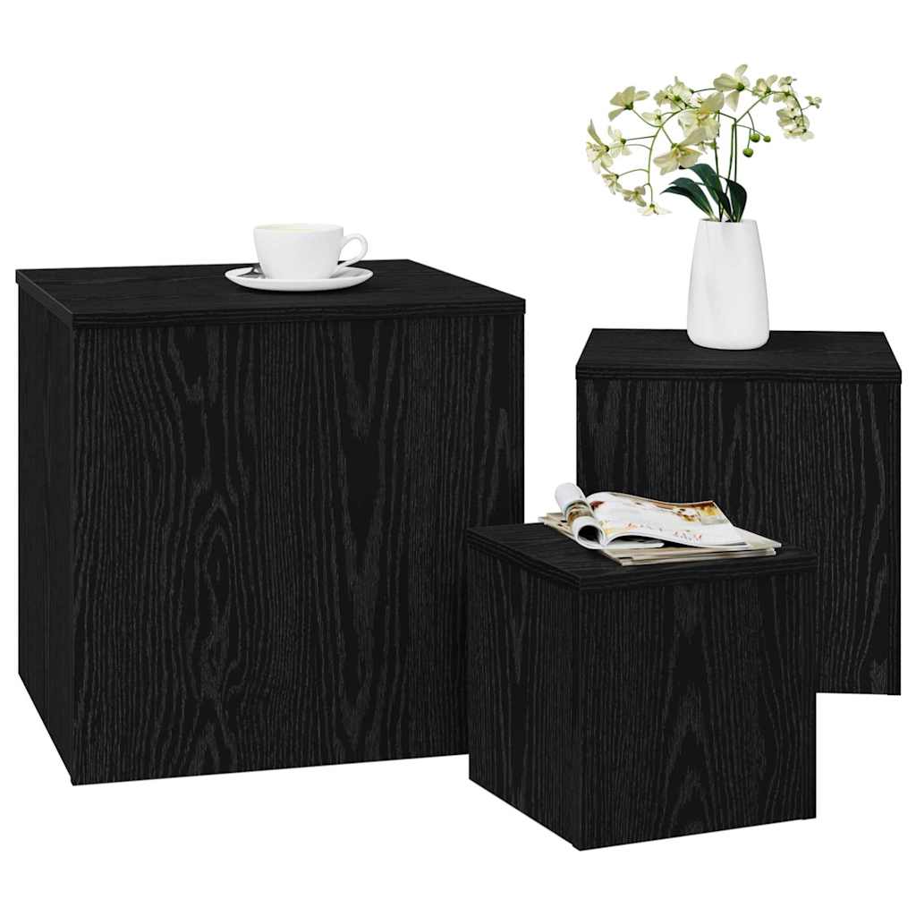Mesa Nido 3 pcs Roble Negro Madera de ingeniería