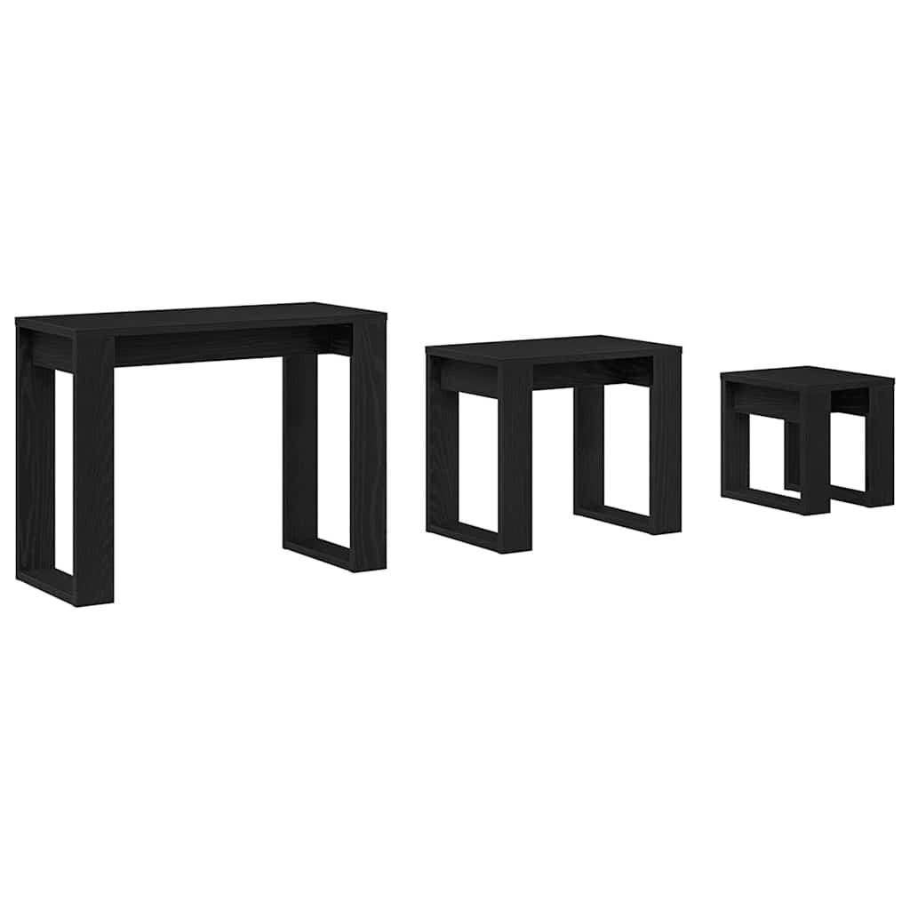 Mesas Nido 3 pcs Roble Negro Madera contrachapada