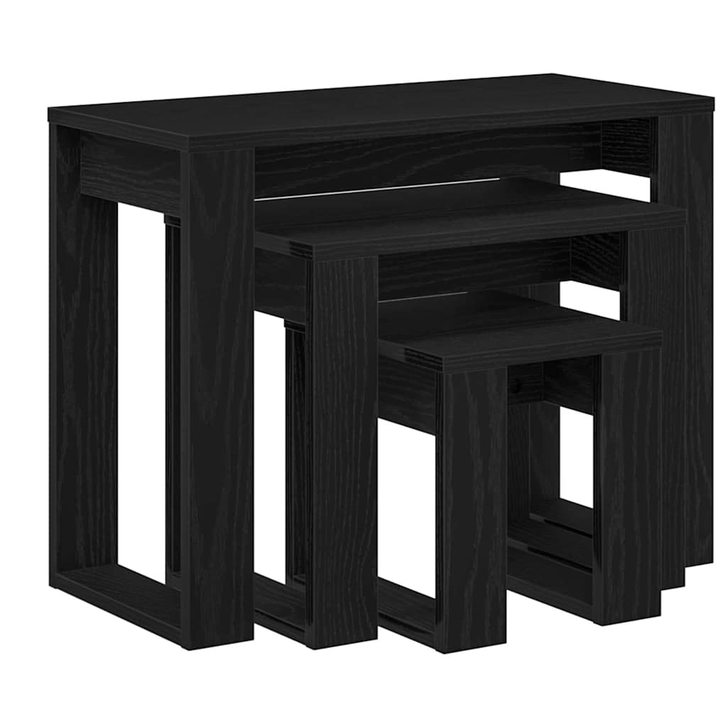 Mesas Nido 3 pcs Roble Negro Madera contrachapada