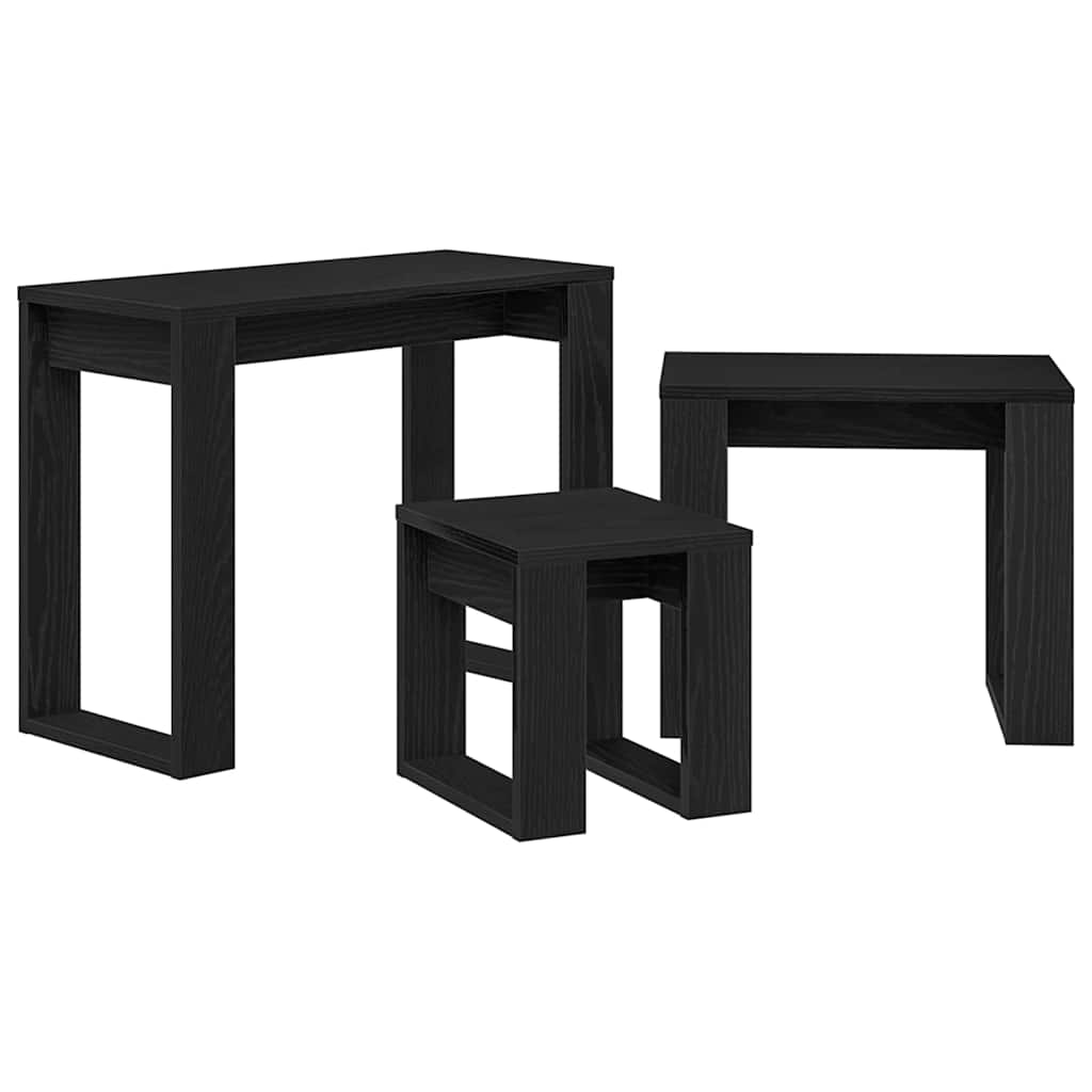 Mesas Nido 3 pcs Roble Negro Madera contrachapada