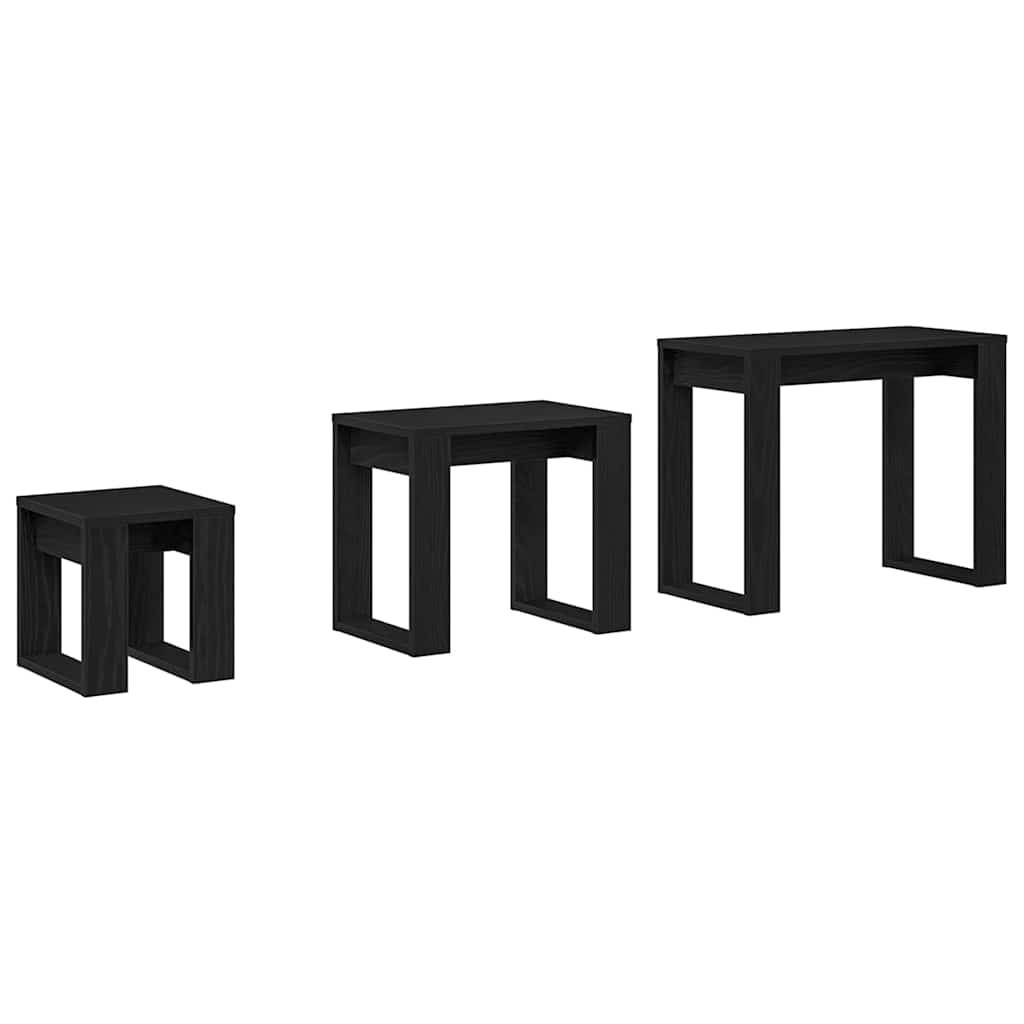 Mesas Nido 3 pcs Roble Negro Madera contrachapada