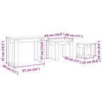 Mesas Nido 3 pcs Roble Negro Madera contrachapada