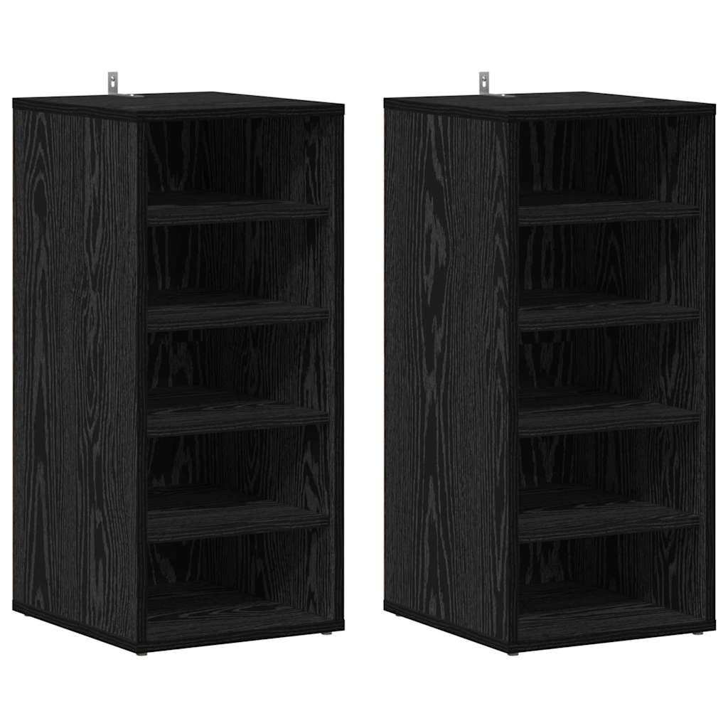 Armario para Zapatos 2 pcs Roble Negro 32 x 35 x 70 cm