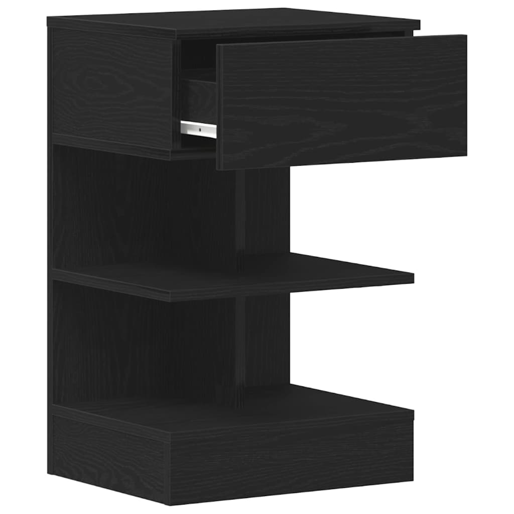 Armario de Noche con cajón 2 pcs Roble Negro 40 x 35 x 65 cm