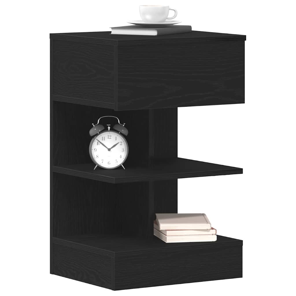 Armario de Noche con cajón 2 pcs Roble Negro 40 x 35 x 65 cm
