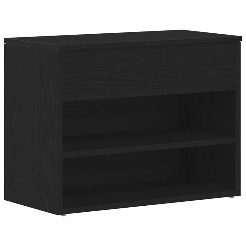 Banco para zapatos con estante Roble Negro 60 x 30 x 45 cm