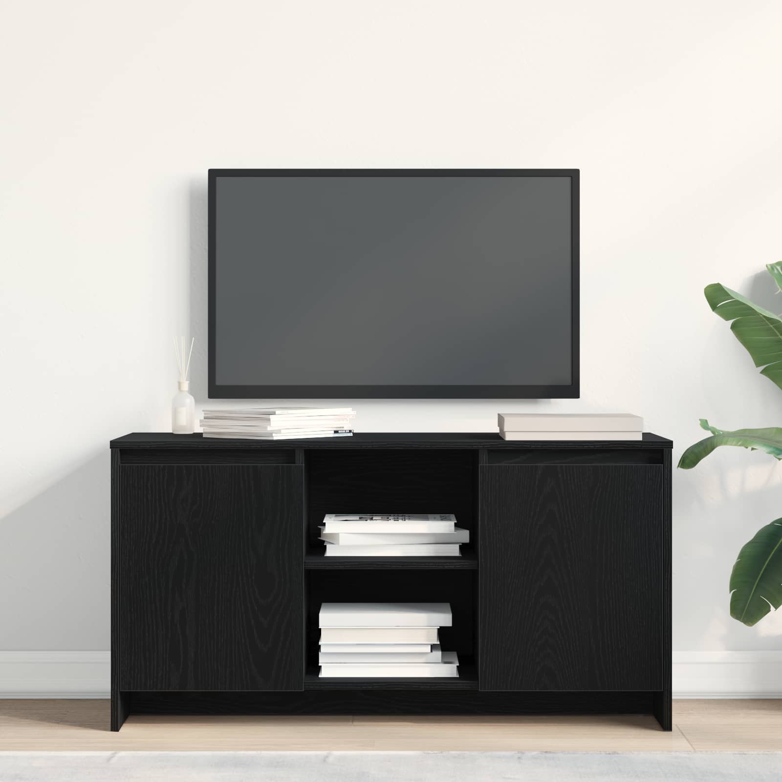 Gabinete de TV Roble Negro 102 x 37,5 x 52,5 cm