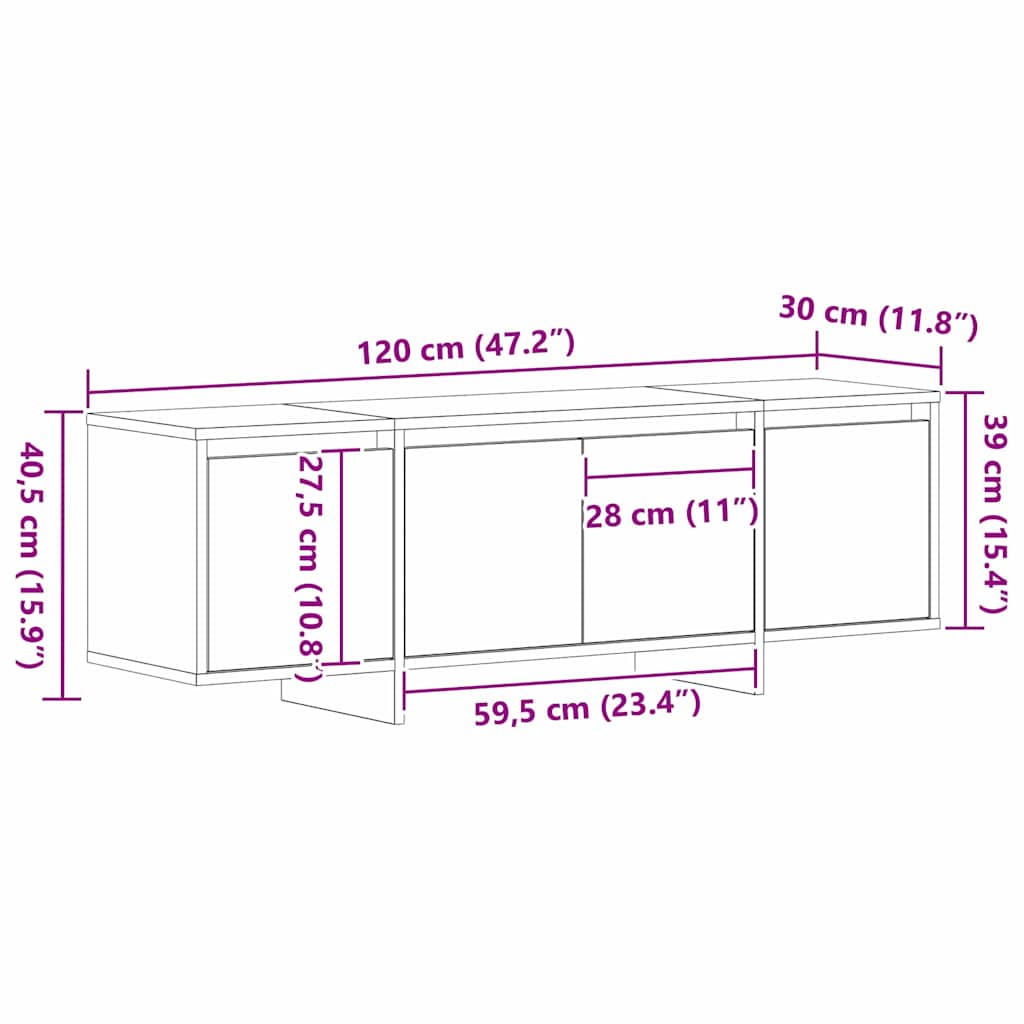 Gabinete de TV Roble Negro 120 x 30 x 40,5 cm