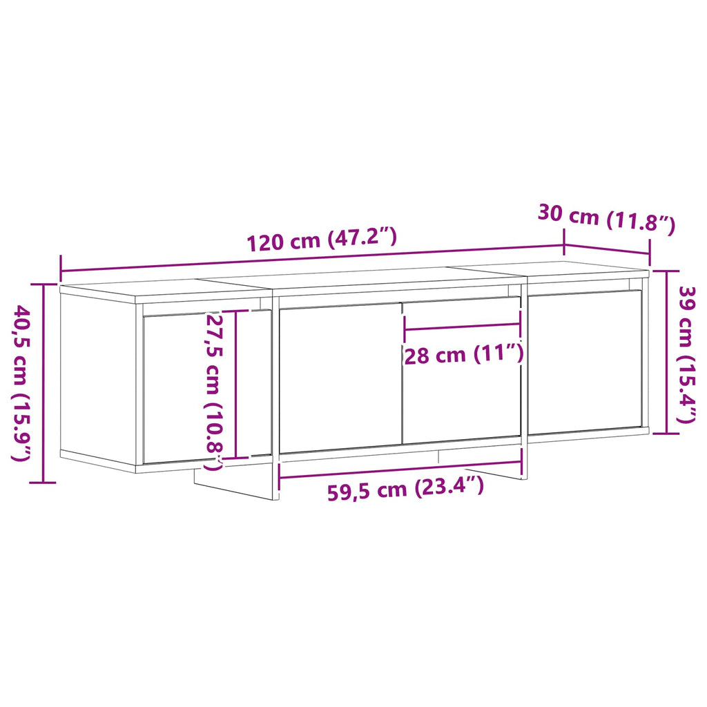 Gabinete de TV Roble Negro 120 x 30 x 40,5 cm