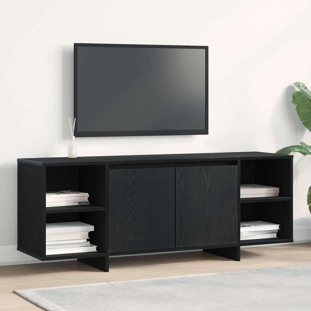 Mueble de TV 130 x 35 x 50 cm Roble Negro Madera de ingeniería