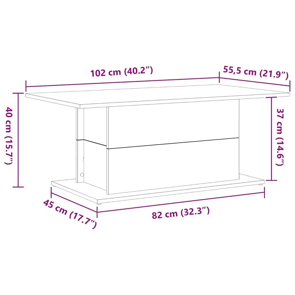 Mesa de Café Roble Negro 102 x 55,5 x 40 cm