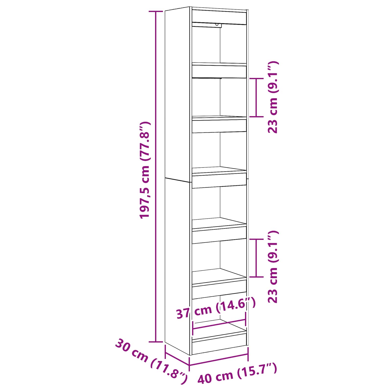 Librería Roble Negro 40 x 30 x 198 cm Madera de ingeniería