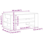 Mesa de Café Madera envejecida 102 x 55 x 45 cm