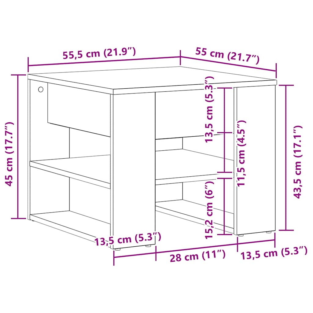Mesa de Café Roble Negro 55,5 x 55 x 45 cm Madera de ingeniería