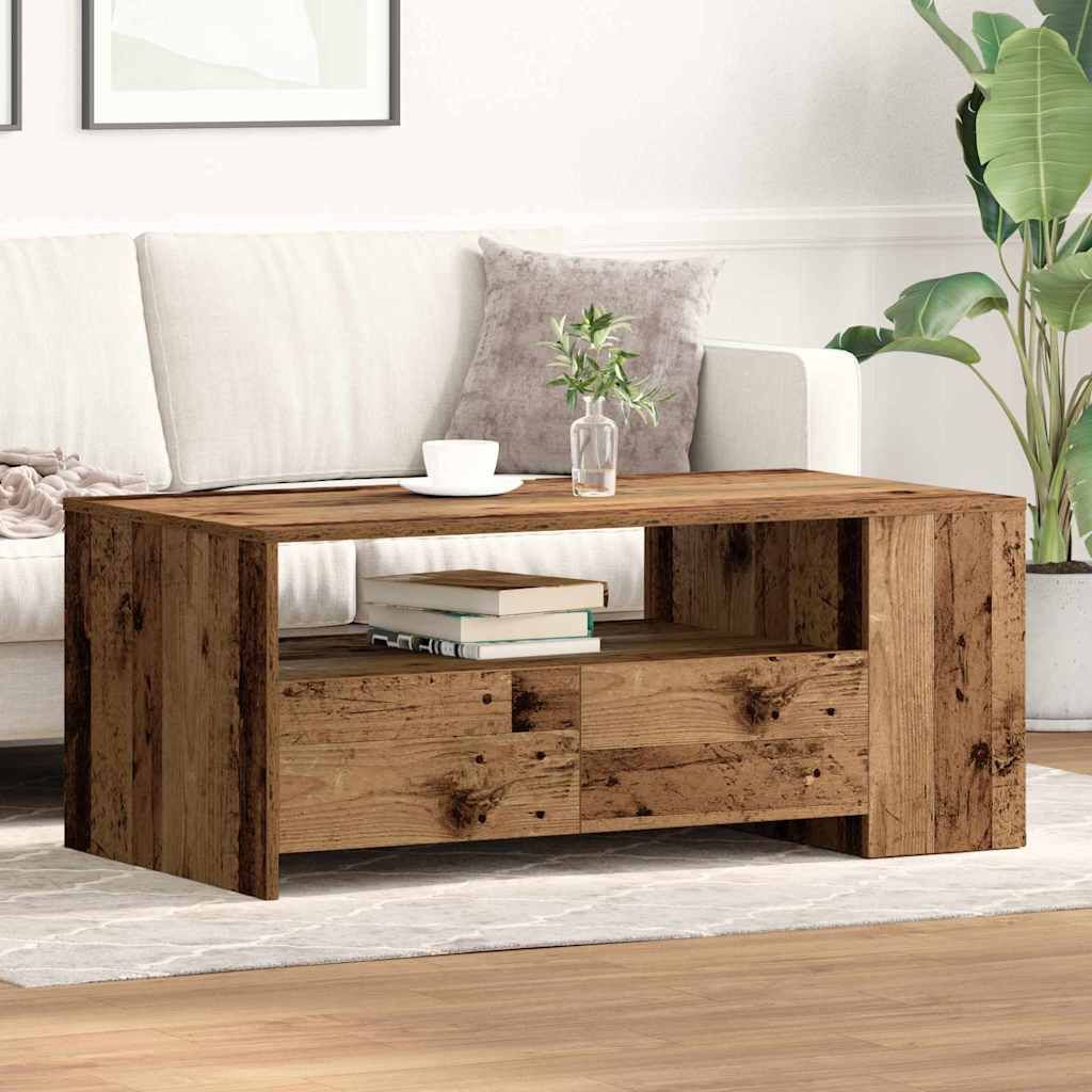 Mesa de Café con cajón Madera envejecida 102 x 55 x 43,5 cm