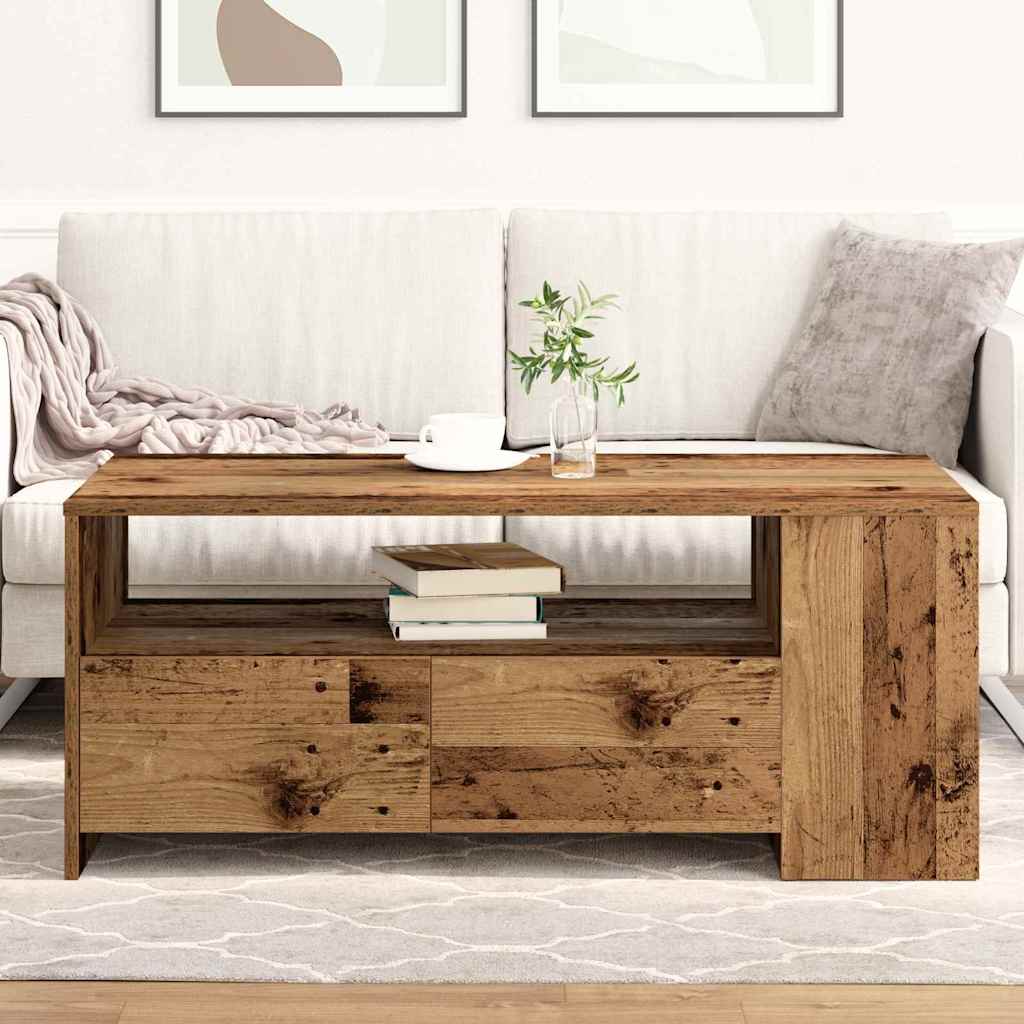 Mesa de Café con cajón Madera envejecida 102 x 55 x 43,5 cm