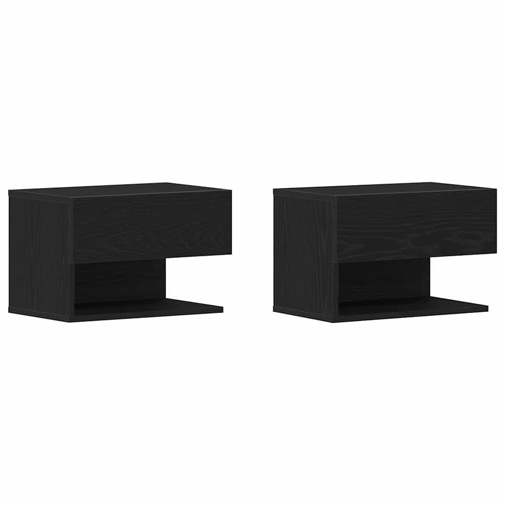 Armario de Noche con cajón 2 pcs Roble Negro 46 x 30 x 30 cm