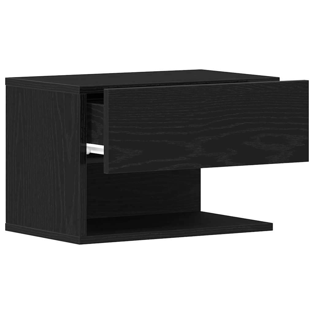 Armario de Noche con cajón 2 pcs Roble Negro 46 x 30 x 30 cm