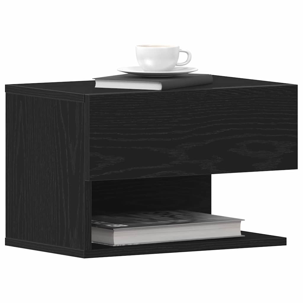 Armario de Noche con cajón 2 pcs Roble Negro 46 x 30 x 30 cm