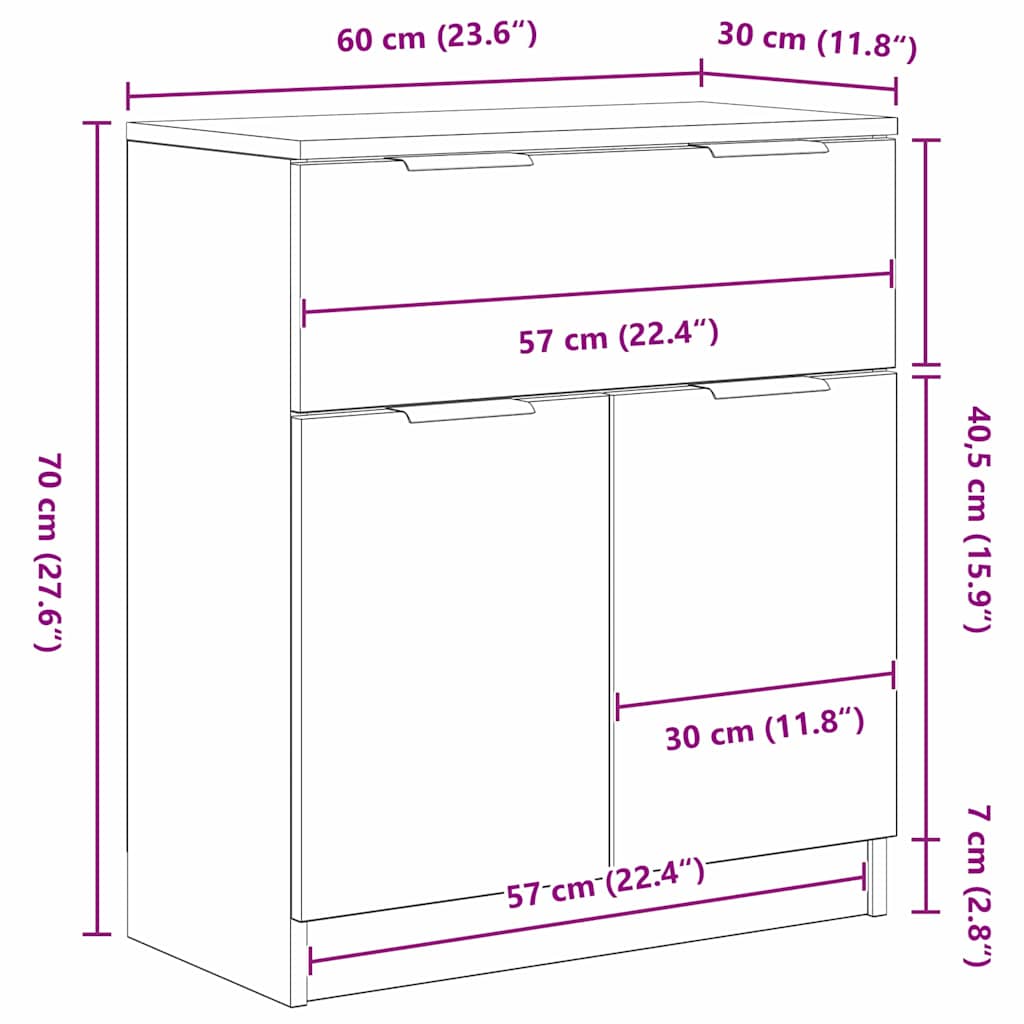 Vitrina Roble Negro 60 x 30 x 70 cm Madera contrachapada