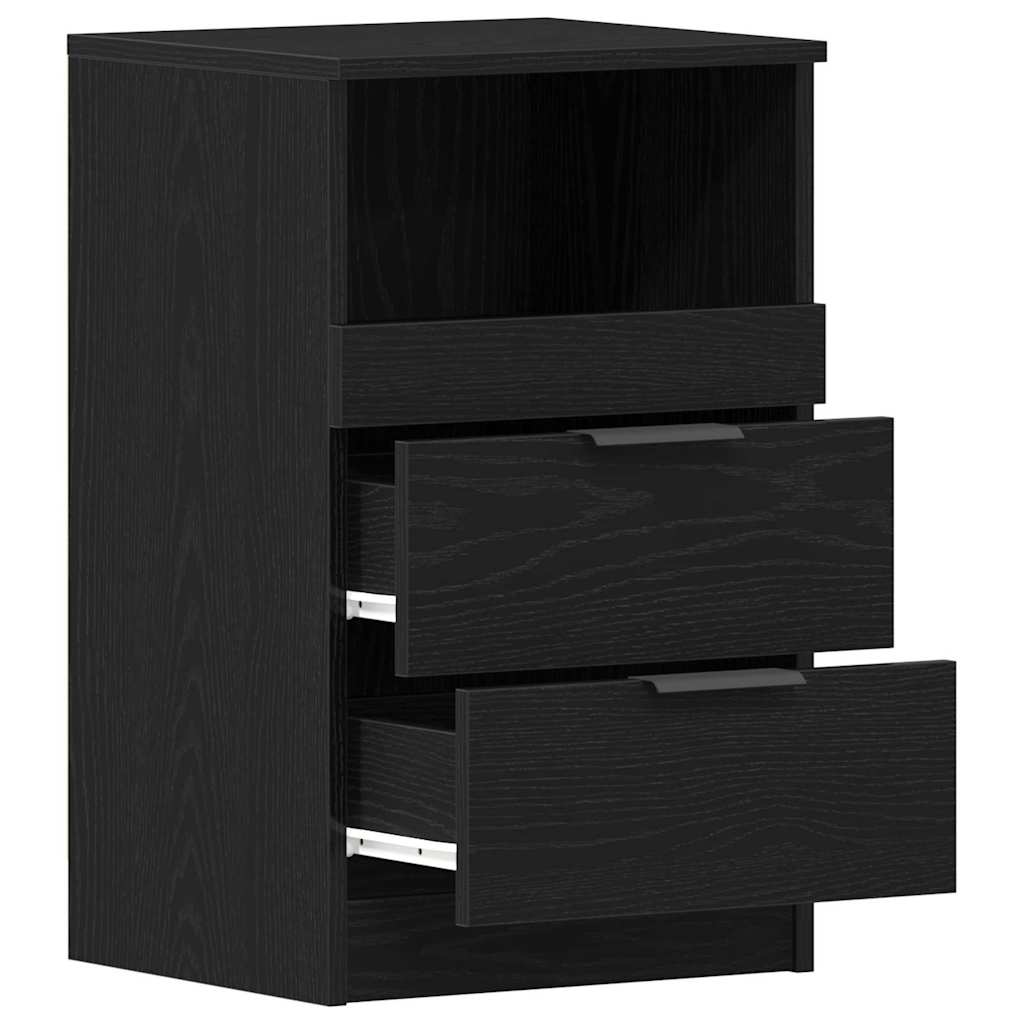 Armario de Noche con cajón 2 pcs Roble Negro 40 x 35 x 65 cm