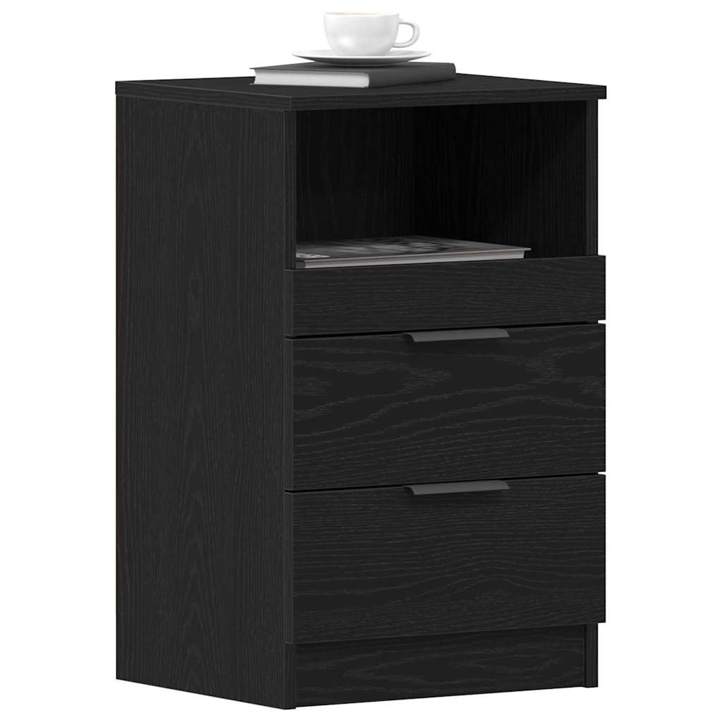 Armario de Noche con cajón 2 pcs Roble Negro 40 x 35 x 65 cm