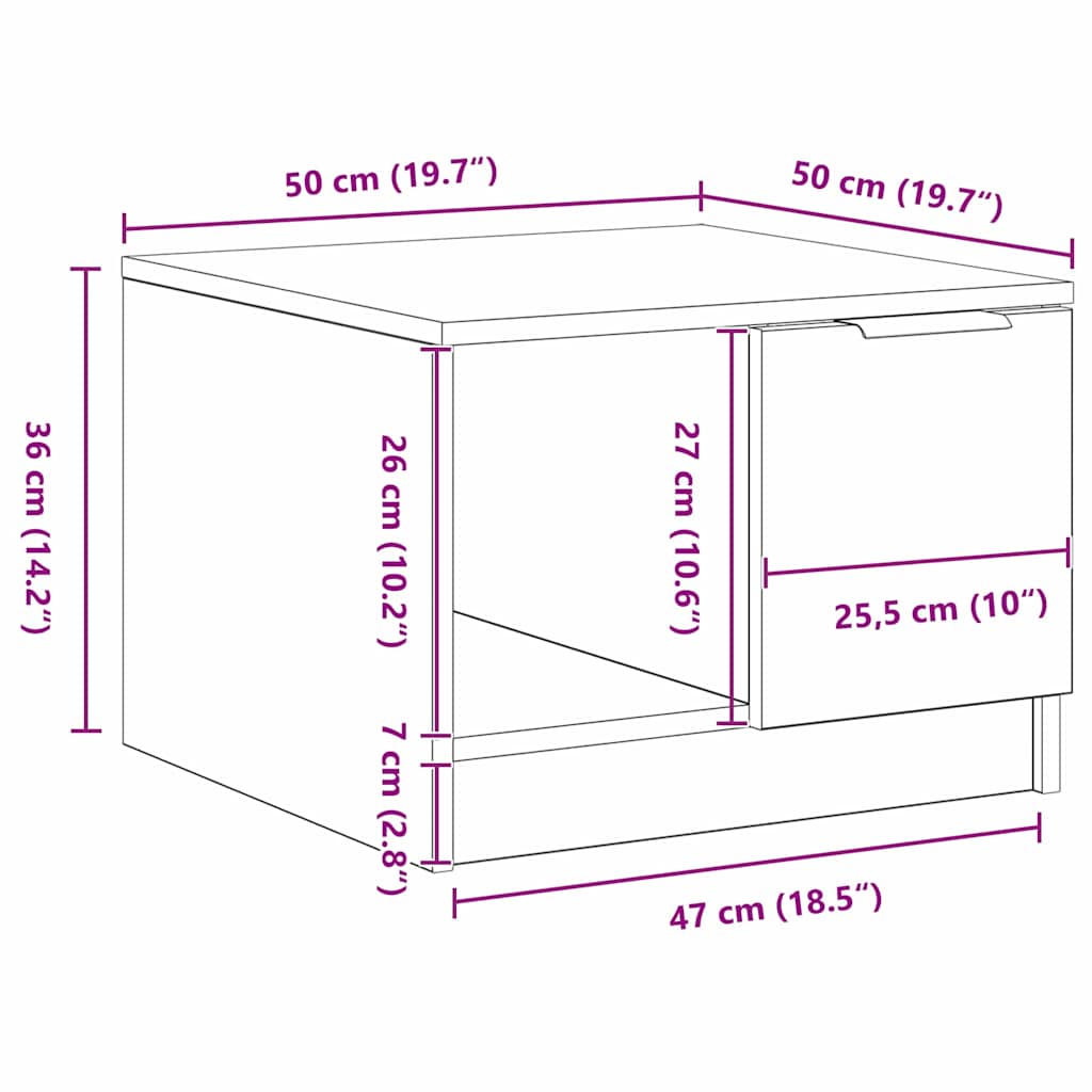 Mesa de Café Roble negro 50 x 50 x 36 cm Madera contrachapada