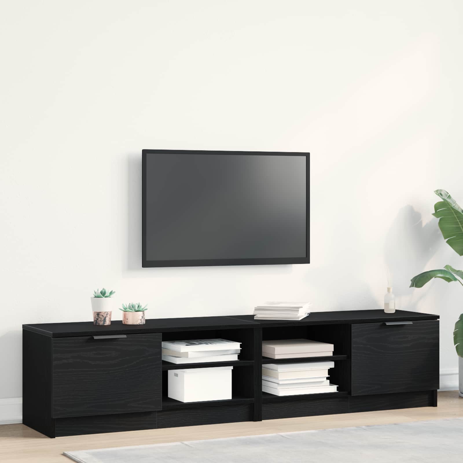 Gabinete de TV 2 pcs Roble Negro 80 x 35 x 36,5 cm