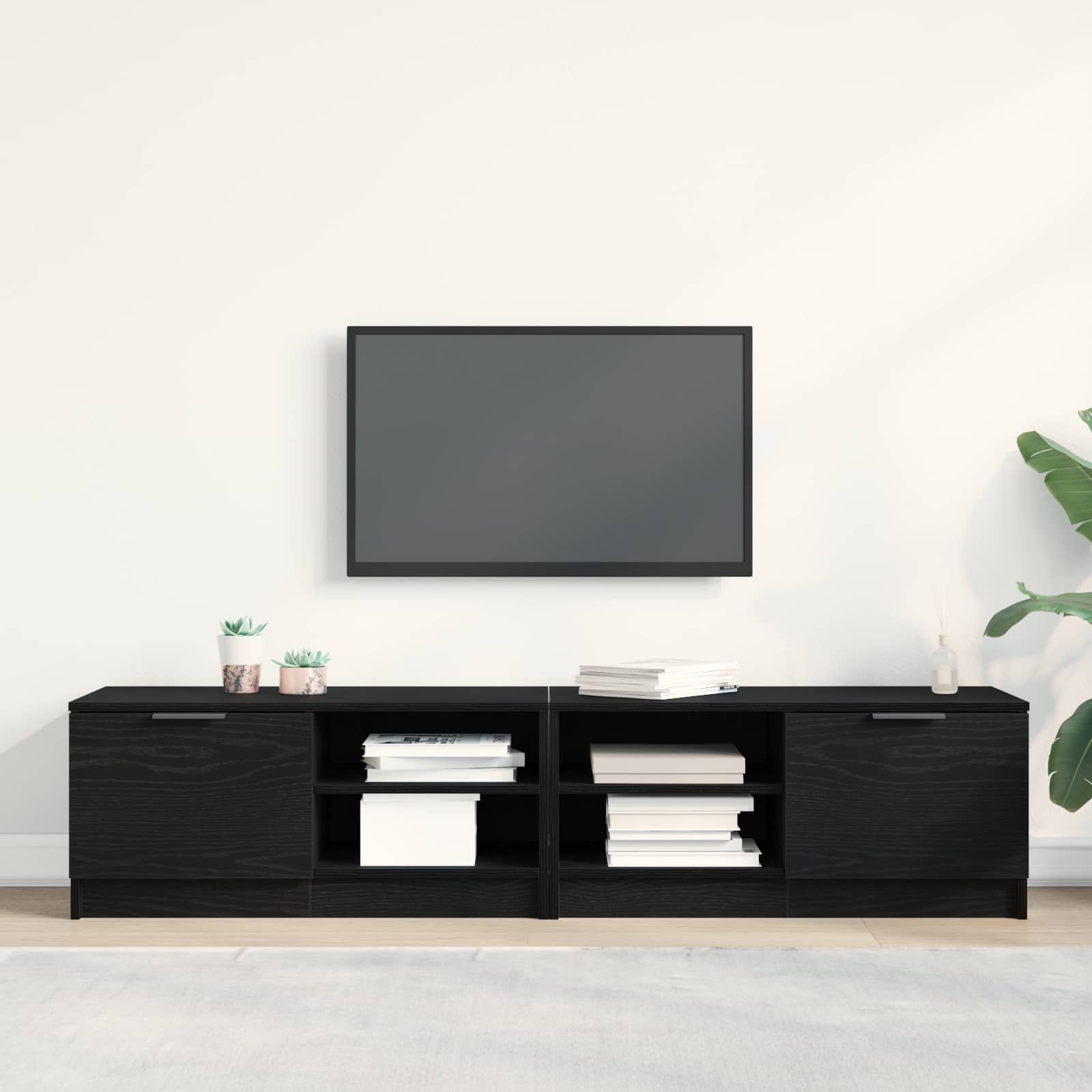 Gabinete de TV 2 pcs Roble Negro 80 x 35 x 36,5 cm