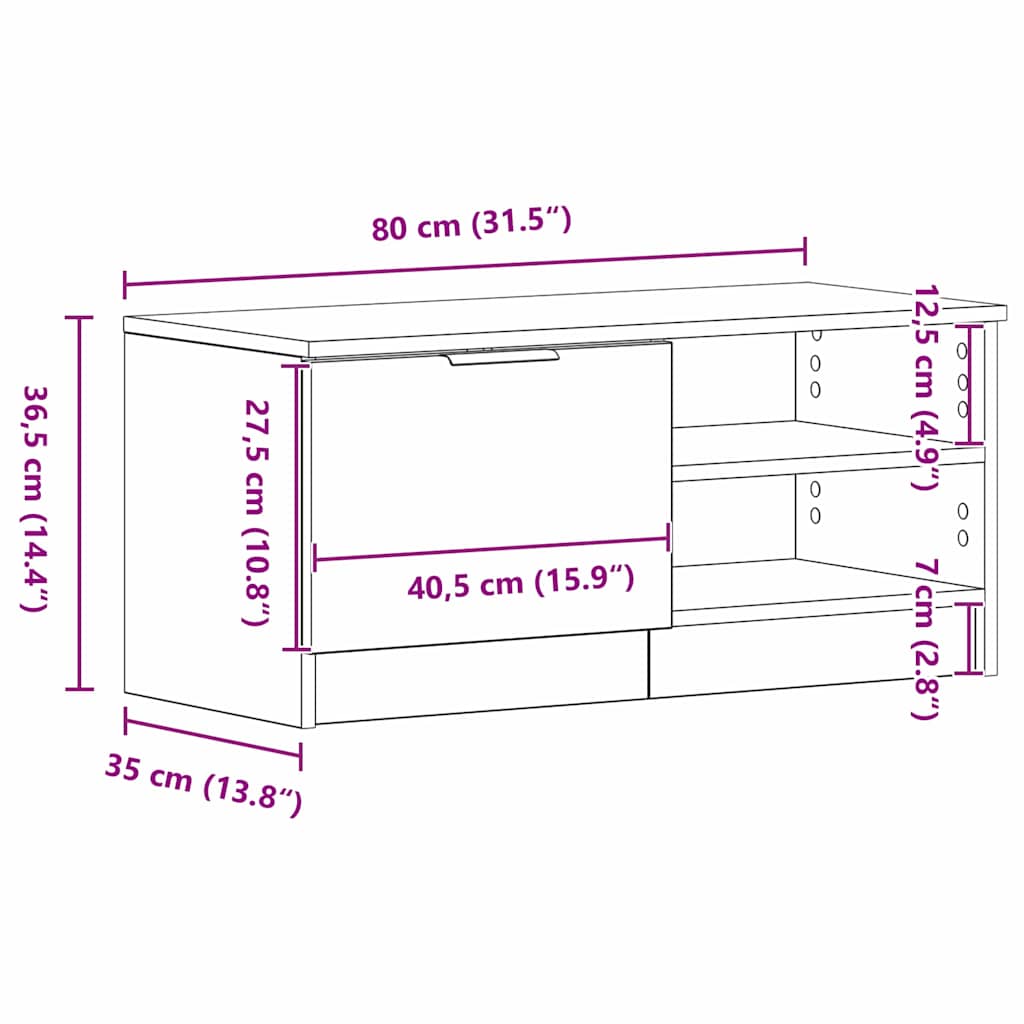 Gabinete de TV 2 pcs Roble Negro 80 x 35 x 36,5 cm